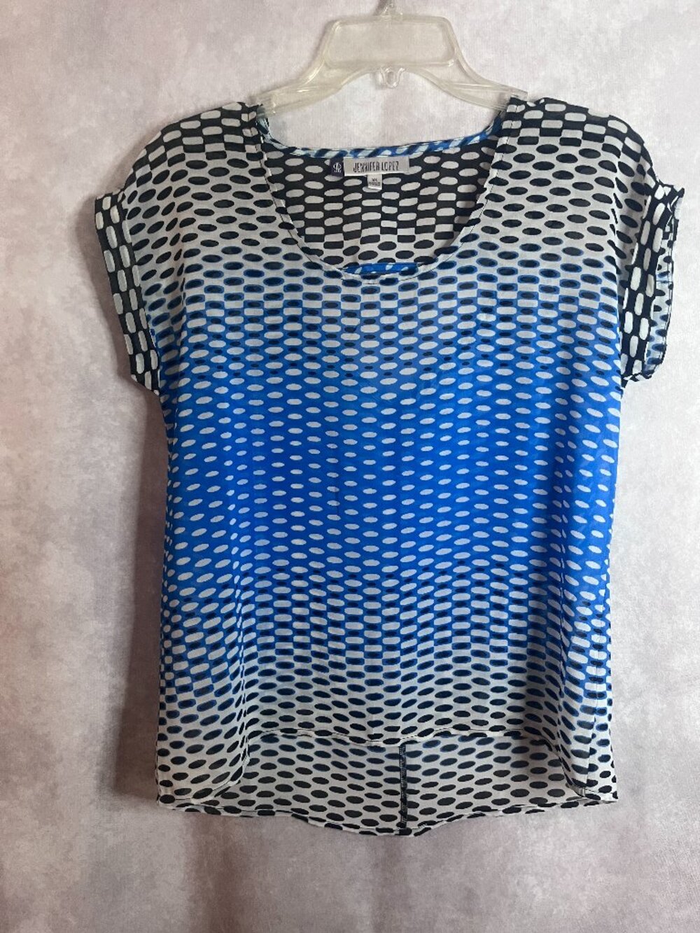 Jennifer Lopez Sheer Top size xsmall  Blue black and white